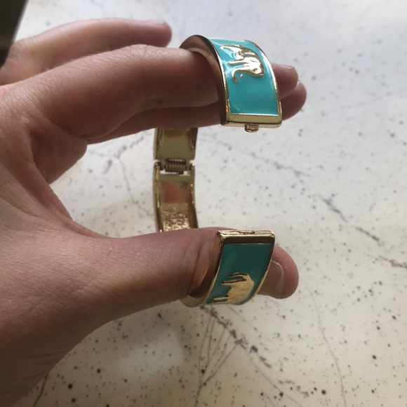 turquoise gold enamel elephant bracelet fornash - Picture 4 of 6